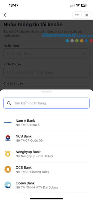 tao ma QR de chuyen khoan tren Zalo 4*427975