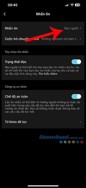 thay doi nguoi nhan tin tren TikTok 5*427926