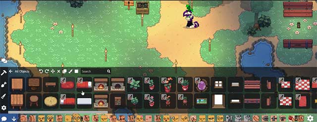 Trên đảo, nhấn vào biểu tượng Búa để bắt đầu xây dựng