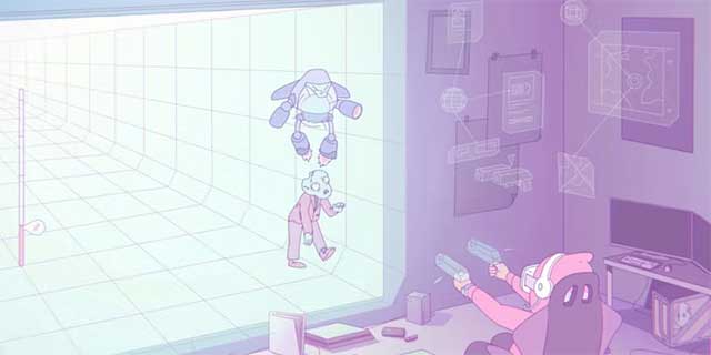 Chơi game bắn quái VR trong phòng tối