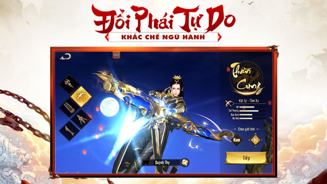 Hệ thống môn phái đa dạng: Bá Đao, Ngân Thương, Cầm Sư, Pháp Trượng và Thần Cung