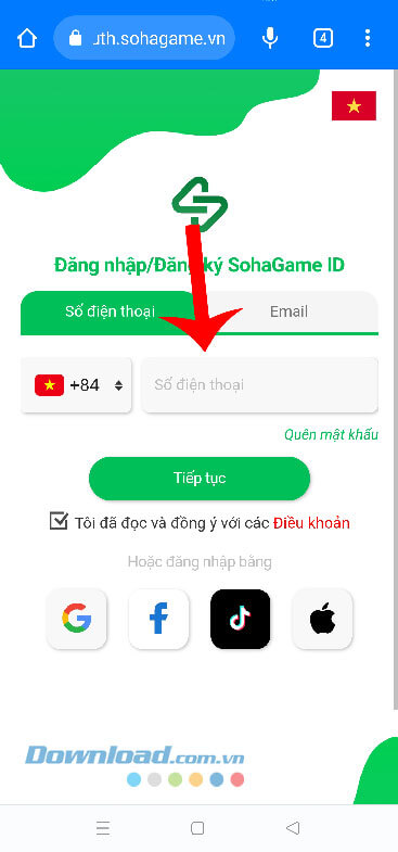 Đăng nhập tài khoản SohaGame