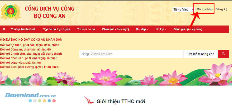 Nhấp chuột vào nút Đăng nhập.