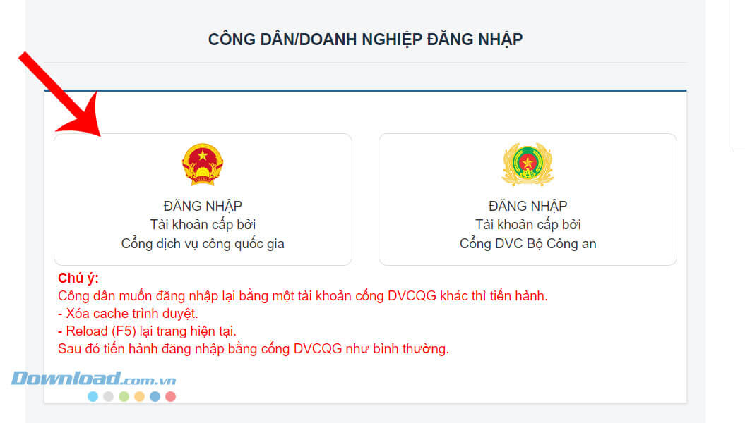 Đăng nhập tài khoản Cổng Dịch vụ công Bộ Công An