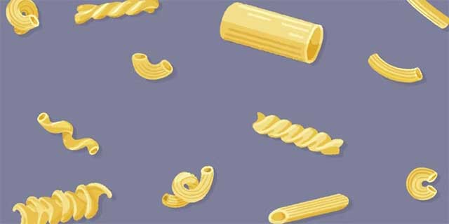 Sắp xếp các loại mỳ ống theo độ cong của chúng