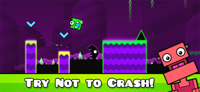 Geometry Dash World iOS là game phiêu lưu đi cảnh trên nền nhạc vui nhộn, sôi động