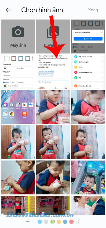 Chọn một tấm ảnh bất kỳ làm ảnh đại diện