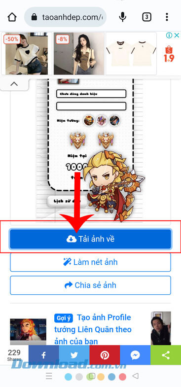 Cuối cùng, ấn vào nút Tải ảnh về.