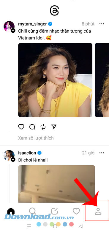 Ấn vào biểu tượng tài khoản