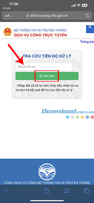 tra cuu tien do xu ly ho so tren Zalo 7*432258