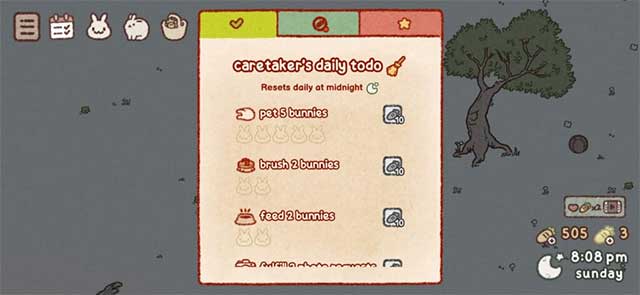 Hoàn thành các mục tiêu hàng ngày để kiếm cà rốt