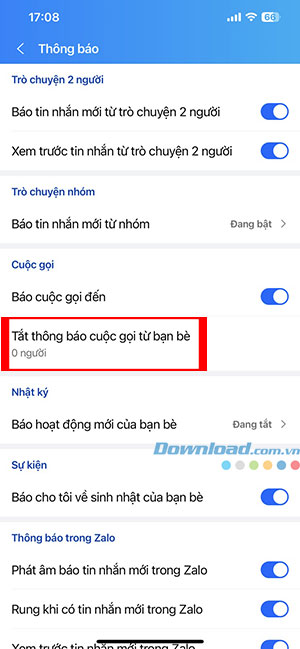 tat thong bao cuoc goi Zalo 5*432732