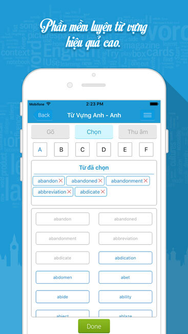 Phần mềm từ vựng hiệu quả cao.