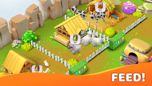 Chăm sóc các vật nuôi khác nhau trên trang trại của bạn trong game Island Farm Adventure