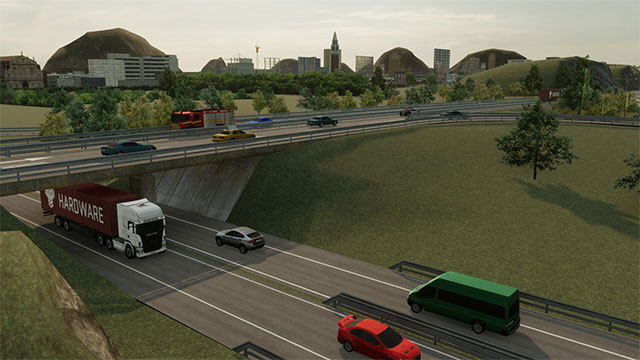 Hệ thống giao thông và thời tiết, chu kỳ ngày đêm được giả lập như thật trong Truck Simulator WORLD