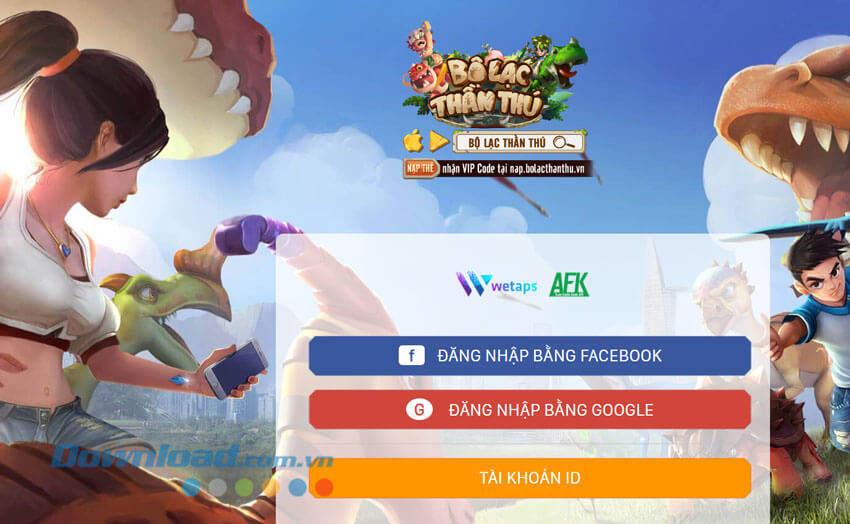 Giao diện đăng nhập tài khoản game Bộ Lạc Thần Thú Online