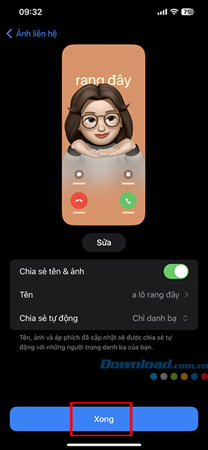 tao ap phich lien he contact poster iOS 17 15*435180