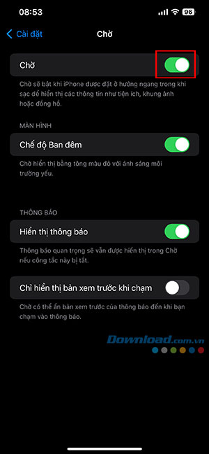 cach dung che do cho standby mode iOS 17 2*435383