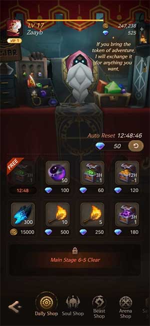 Mua vật phẩm trong Soul Shop