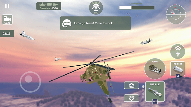 Điều khiển trực thăng của bạn trên không, chiến đấu với các đối thủ trong Helicopter Simulator: Warfare