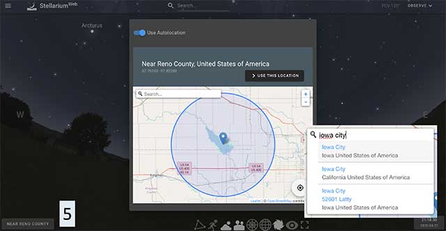 Thay đổi vị trí của bạn bằng cách nhấp vào ô ở góc dưới bên trái màn hình