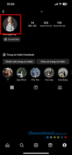 thiet lap avatar lat Instagram 4*437155