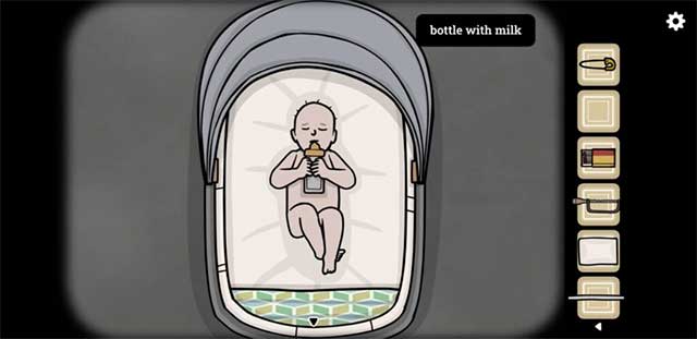 Kéo bình sữa vào tay bé