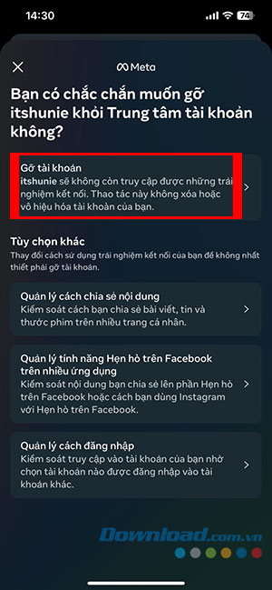 huy lien ket Instagram voi Facebook dien thoai 5*438280