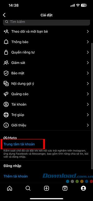 huy lien ket Instagram voi Facebook dien thoai 9*438275