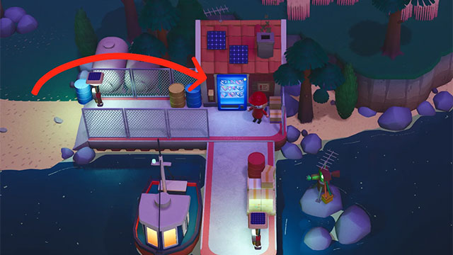 Mua chiếc cần câu đầu tiên trong Longvinter tại máy bán hàng tự động màu xanh