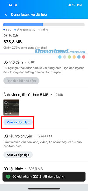 xoa bo nho dem Zalo iOS 4*439617