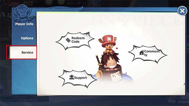 ... sau đó là Service và ấn vào phần Redeem Code