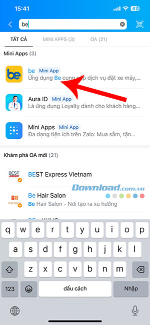 cach dat xe Be tren Zalo 2*440224