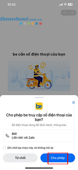 cach dat xe Be tren Zalo 3*440229