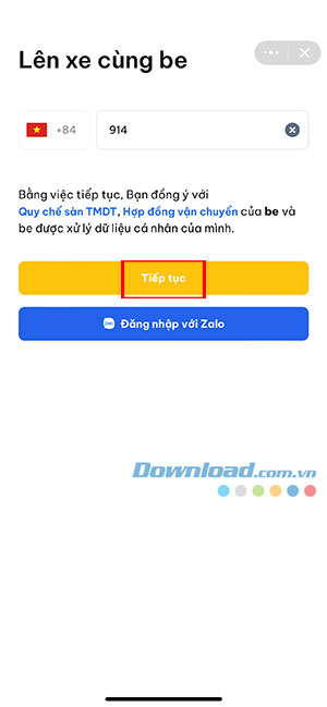 cach dat xe Be tren Zalo 4*440230