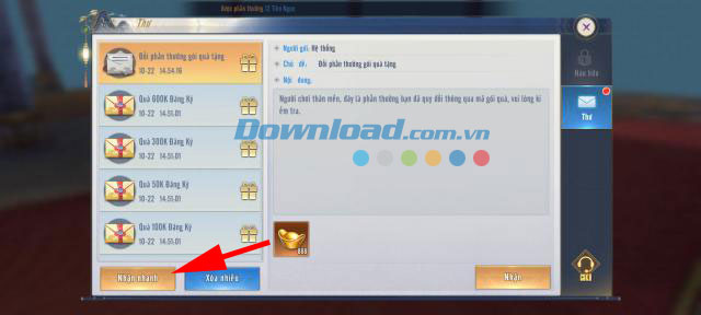 Nhận nhanh các quà tặng