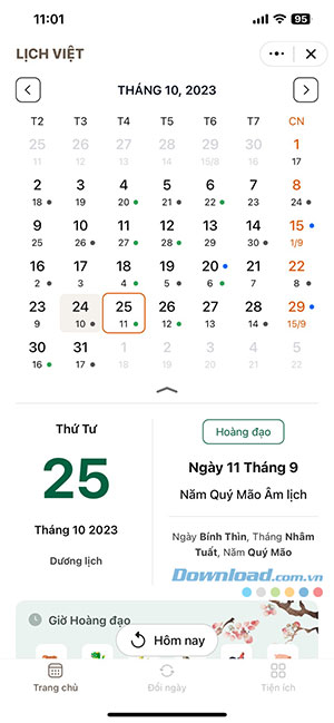 cach xem ngay hoang dao tren Zalo 4*440715