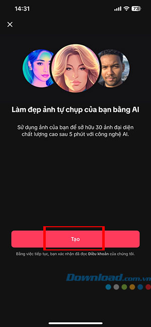 tao anh dai dien AI bang TikTok 4*441160