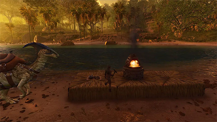 Nung kim loại nguyên chất trong lò để chế tạo ra thỏi kim loại trong ARK: Survival Ascended