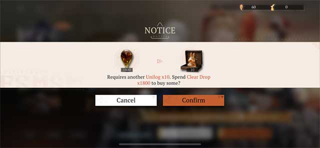 Cần có Unilog cho 10 lần quay Gacha