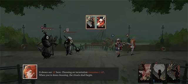 Các slot thẻ trống ở giữa màn hình chiến đấu là khu vực AP