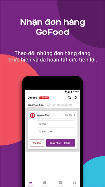 Hỗ trợ nhận đơn hàng GoFood