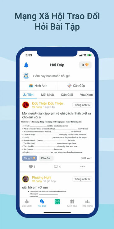 Mạng xã hội trao đổi bài tập