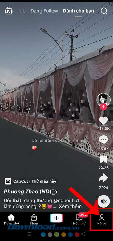 Ấn vào biểu tượng tài khoản