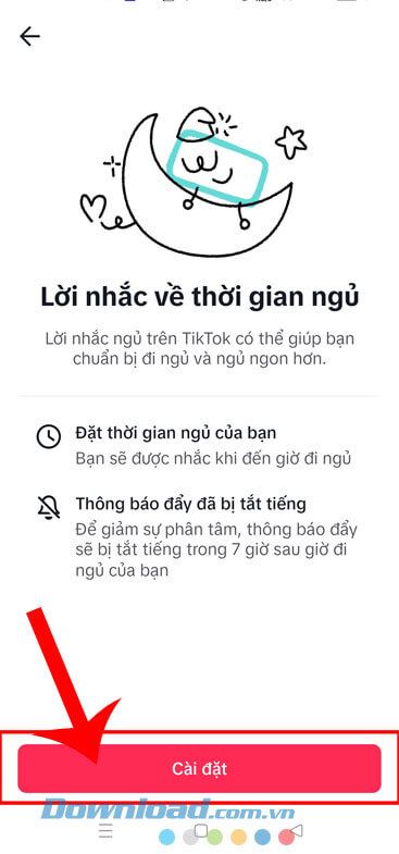 Nhấn vào mục Cài đặt