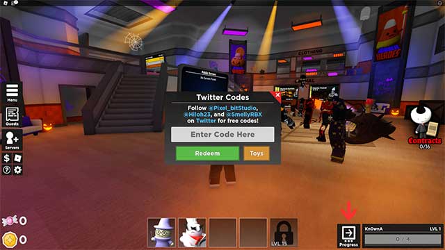 Nhấp vào biểu tượng Roblox bên cạnh ký hiệu USD bên trái màn hình để nhập code