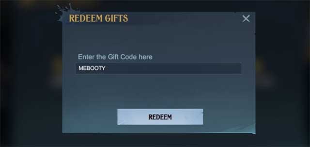 Mở Cài đặt, chọn “Redeem Gifts”, nhập code rồi nhấp vào “Redeem”
