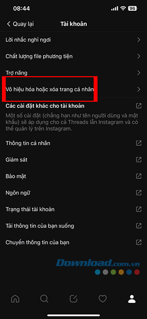 xoa tai khoan Threads 3*444552