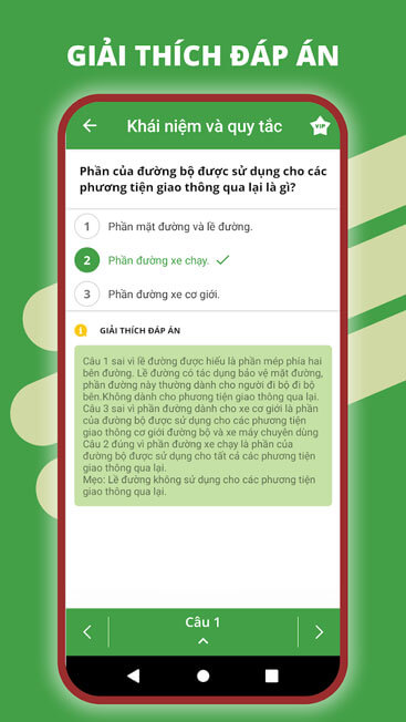 Giải thích các đáp án