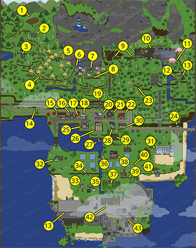 Các vị trí quan trọng trên bản đồ Spirittea